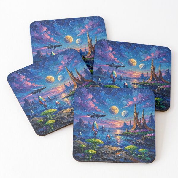 Item preview,   Twin Moons Over Crystal Shores designed and sold by TinCatOutPost.