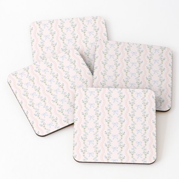 Item preview, Blue Bow Coquette Floral Pattern Soft Pink Preppy Garden Print designed and sold by SimplebutSweet.