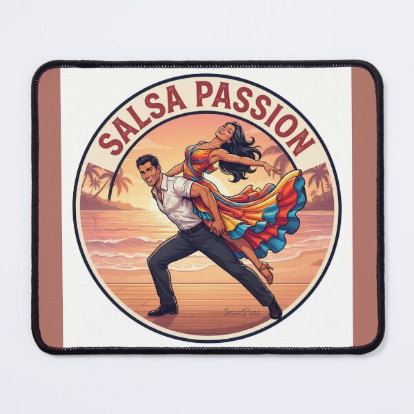 Item preview, Salsa Passion Retro Emblem – Acrobatic Latino Dance Couple Back Lift, Round Tropical Beach Sunset Badge Apparel Poster designed and sold by SmartPuns.