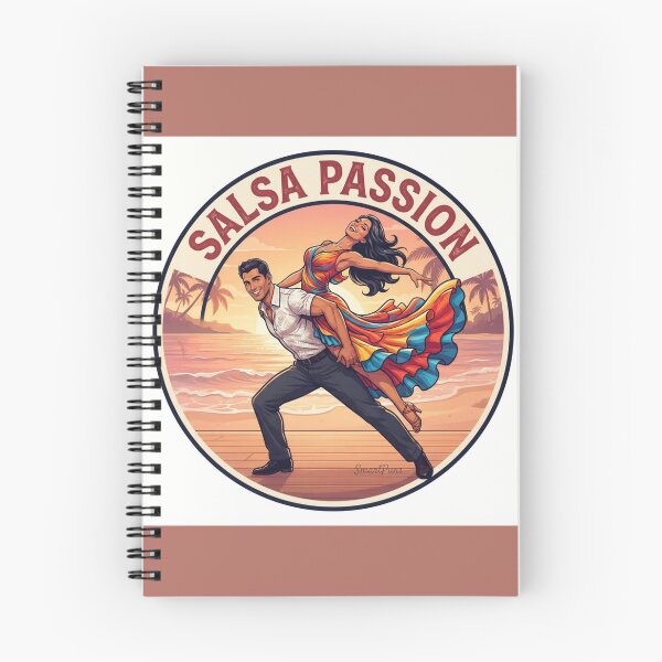 Item preview, Salsa Passion Retro Emblem – Acrobatic Latino Dance Couple Back Lift, Round Tropical Beach Sunset Badge Apparel Poster designed and sold by SmartPuns.