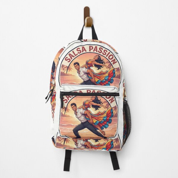 Item preview, Salsa Passion Retro Emblem – Acrobatic Latino Dance Couple Back Lift, Round Tropical Beach Sunset Badge Apparel Poster designed and sold by SmartPuns.