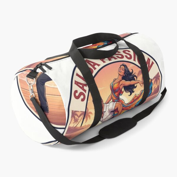 Item preview, Salsa Passion Retro Emblem – Acrobatic Latino Dance Couple Back Lift, Round Tropical Beach Sunset Badge Apparel Poster designed and sold by SmartPuns.