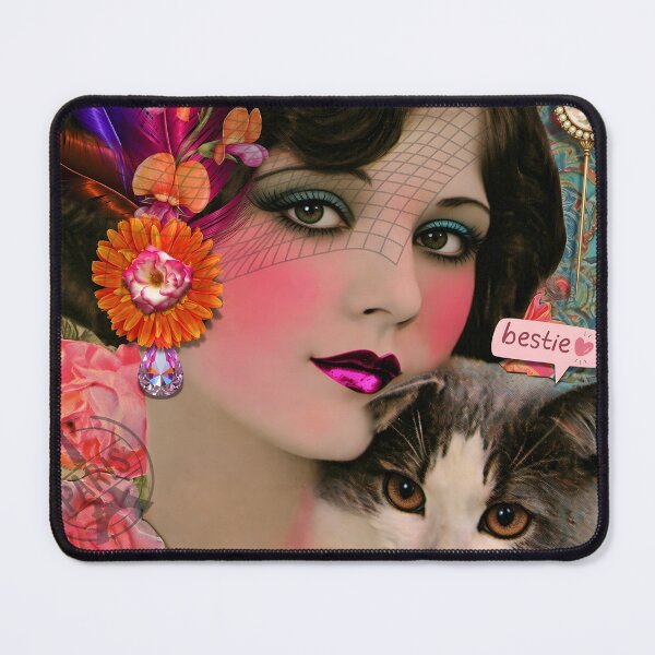 Item preview, "Alone With My Cat", Vintage 20's Lady designed and sold by AsheDinaArt.
