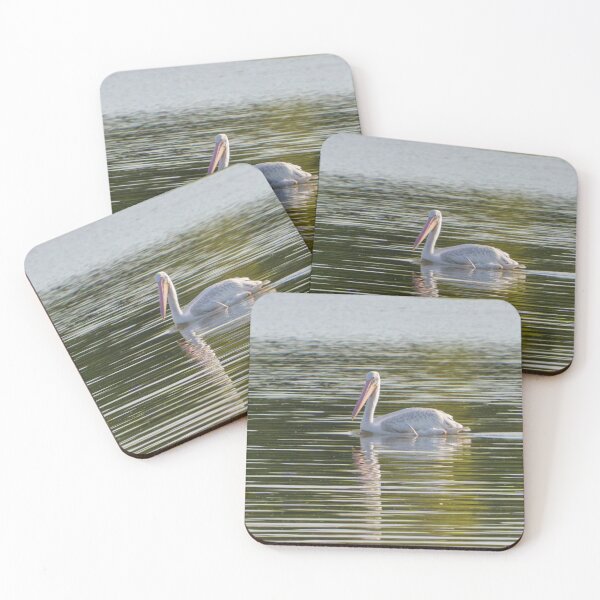 Item preview, A solitary pelican reflection is captured in calm waters on an Autumn evening.  designed and sold by South 500 Photography.