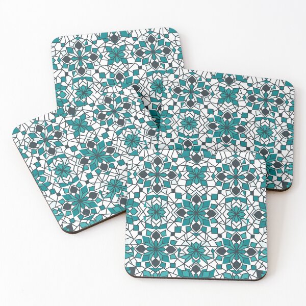 Item preview, Geometric Teal Floral Mosaic Seamless Pattern designed and sold by Owcomm.