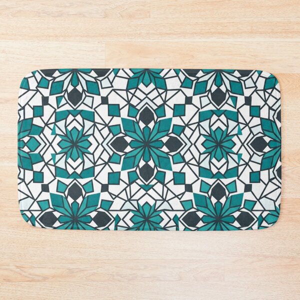 Item preview, Geometric Teal Floral Mosaic Seamless Pattern designed and sold by Owcomm.