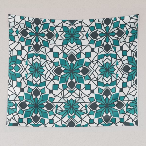 Item preview, Geometric Teal Floral Mosaic Seamless Pattern designed and sold by Owcomm.