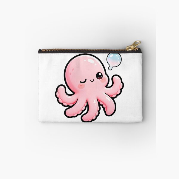 Item preview, Cute Pink Octopus Blowing Bubble - Kawaii Sea Creature Art designed and sold by Raloel Art.