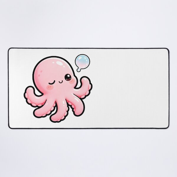 Item preview, Cute Pink Octopus Blowing Bubble - Kawaii Sea Creature Art designed and sold by Raloel Art.