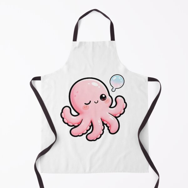 Item preview, Cute Pink Octopus Blowing Bubble - Kawaii Sea Creature Art designed and sold by Raloel Art.