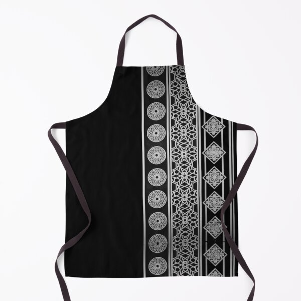 Item preview, Luxury Islamic Geometric Border Pattern (V.1) – Silver Arabic Ornament on Black designed and sold by D-Islamic.