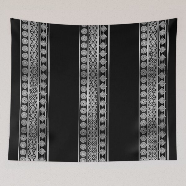 Item preview, Luxury Islamic Geometric Border Pattern (V.1) – Silver Arabic Ornament on Black designed and sold by D-Islamic.
