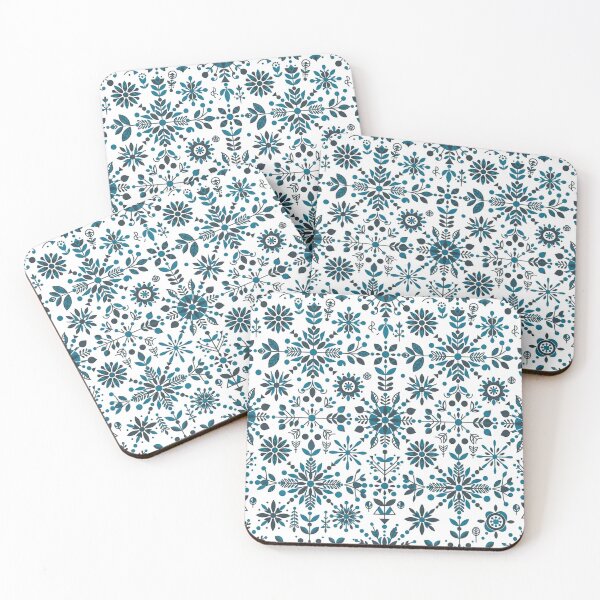 Item preview, Blue Scandinavian Folk Art Floral Pattern designed and sold by Owcomm.