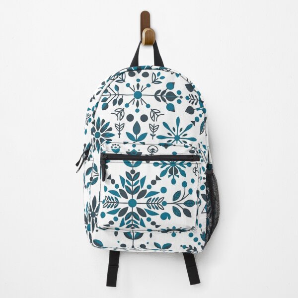 Item preview, Blue Scandinavian Folk Art Floral Pattern designed and sold by Owcomm.