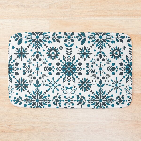 Item preview, Blue Scandinavian Folk Art Floral Pattern designed and sold by Owcomm.