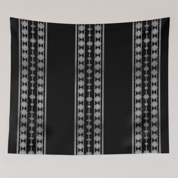 Item preview, Luxury Islamic Geometric Border Pattern (V.2) – Silver Arabic Ornament on Black designed and sold by D-Islamic.