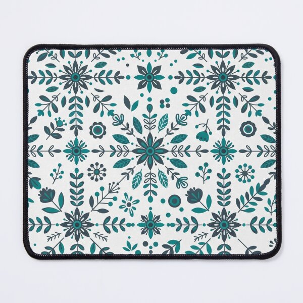 Item preview, Teal Nordic Floral Snowflake Seamless Pattern designed and sold by Owcomm.