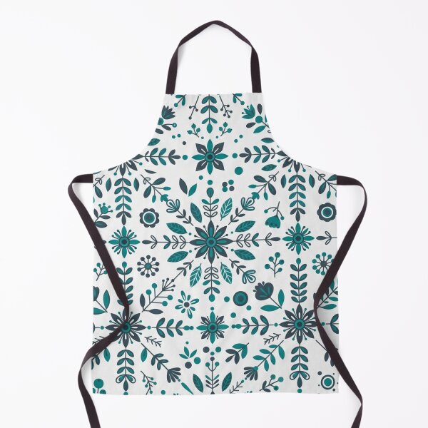 Item preview, Teal Nordic Floral Snowflake Seamless Pattern designed and sold by Owcomm.