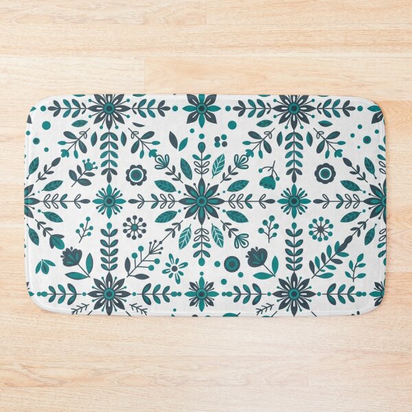 Item preview, Teal Nordic Floral Snowflake Seamless Pattern designed and sold by Owcomm.