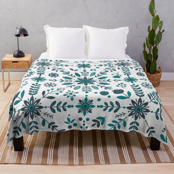 Item preview, Teal Nordic Floral Snowflake Seamless Pattern designed and sold by Owcomm.