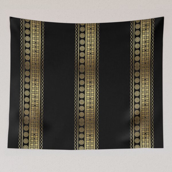 Item preview, Luxury Islamic Geometric Border Pattern (V.2) – Gold Arabic Ornament on Black designed and sold by D-Islamic.
