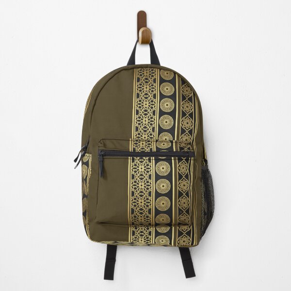 Item preview, Luxury Islamic Geometric Border Pattern (V.2) – Gold Arabic Ornament on Brown  designed and sold by D-Islamic.