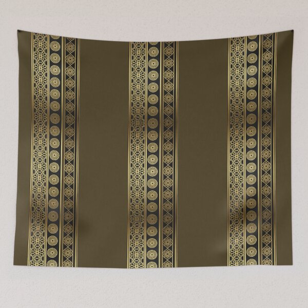 Item preview, Luxury Islamic Geometric Border Pattern (V.2) – Gold Arabic Ornament on Brown  designed and sold by D-Islamic.