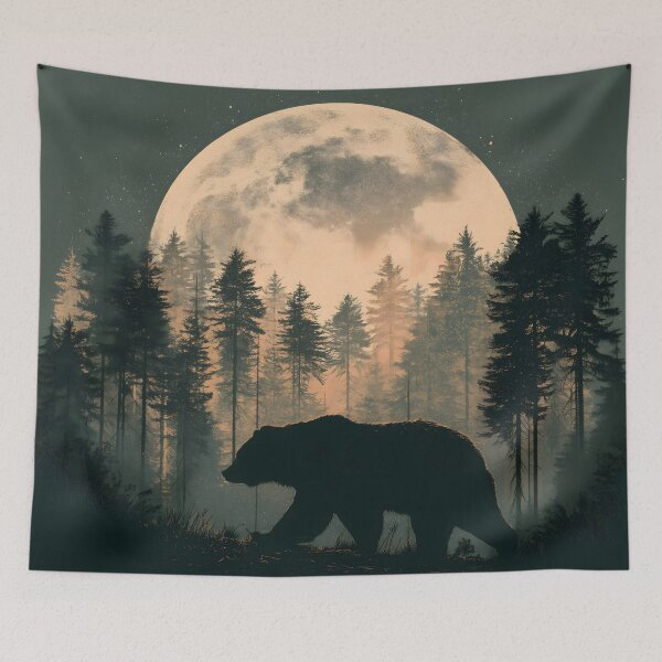 Item preview, Moonlit Bear in the Wilderness designed and sold by ClubVacay.