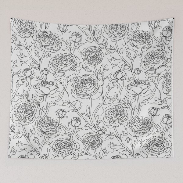 Item preview, Elegant Black And White Floral Line Pattern designed and sold by Owcomm.