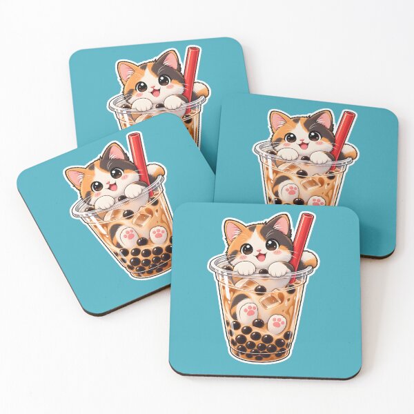 Item preview, Cute Calico Cat in Boba Tea – Kawaii Bubble Tea designed and sold by KawaiiOrbit.