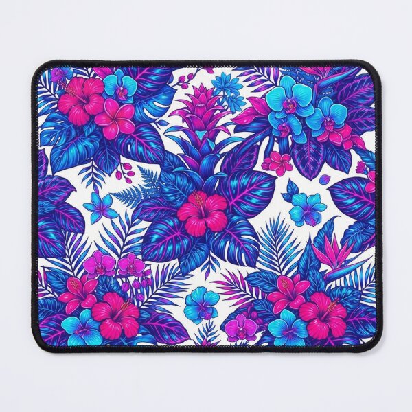 Item preview, Vibrant Tropical Flora Blue And Pink Pattern designed and sold by Owcomm.
