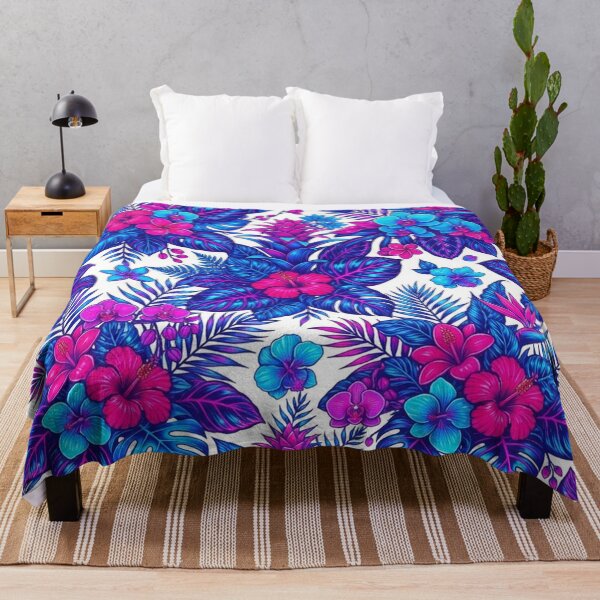 Item preview, Vibrant Tropical Flora Blue And Pink Pattern designed and sold by Owcomm.