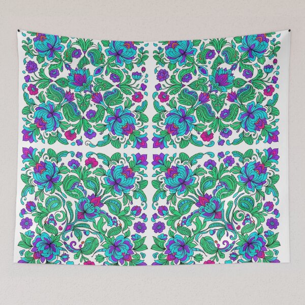 Item preview, Vibrant Blue And Magenta Floral Pattern designed and sold by Owcomm.