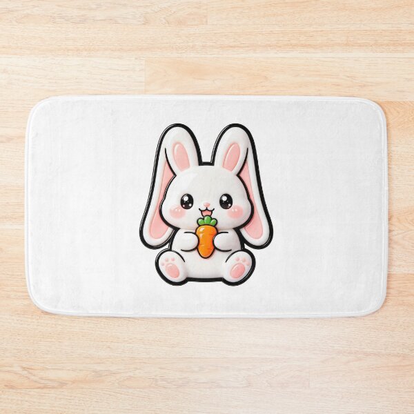 Item preview, Cute White Bunny with Carrot - Kawaii Rabbit Sticker Art designed and sold by Raloel Art.