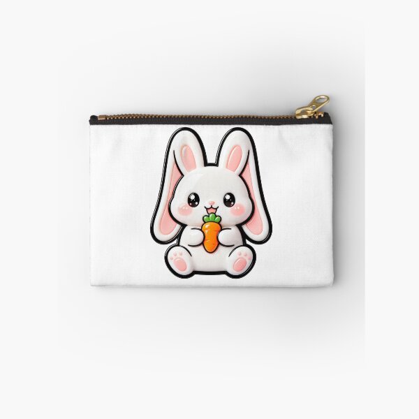 Item preview, Cute White Bunny with Carrot - Kawaii Rabbit Sticker Art designed and sold by Raloel Art.