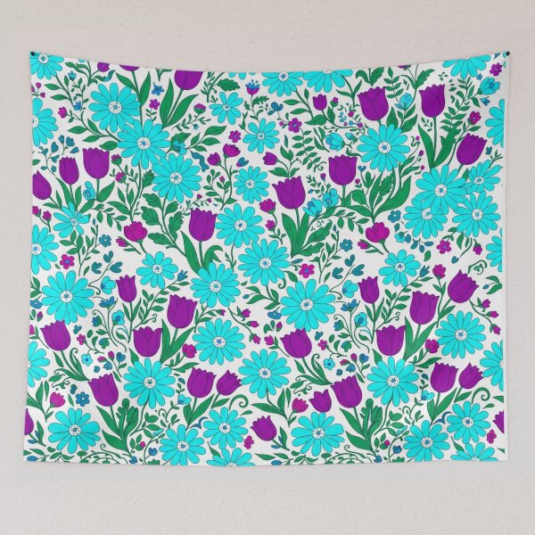 Item preview, Vibrant Blue Floral Garden Spring Pattern designed and sold by Owcomm.