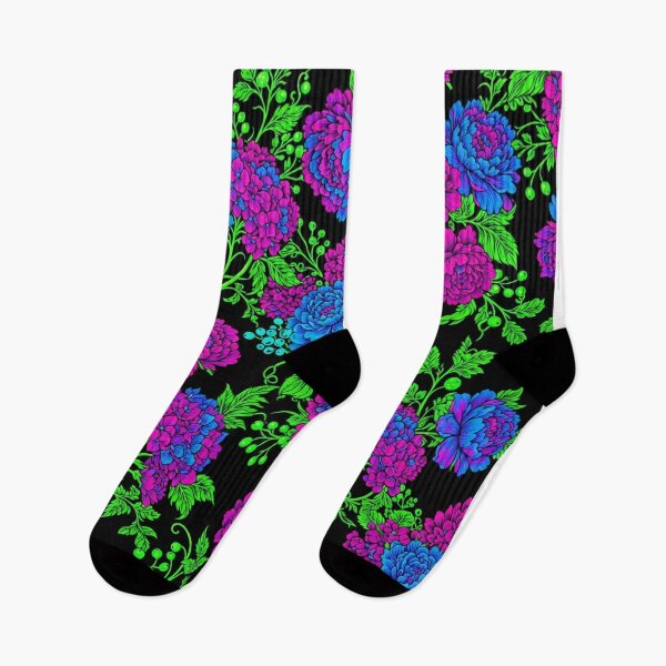 Item preview, Vibrant Neon Floral Pattern Black Background designed and sold by Owcomm.
