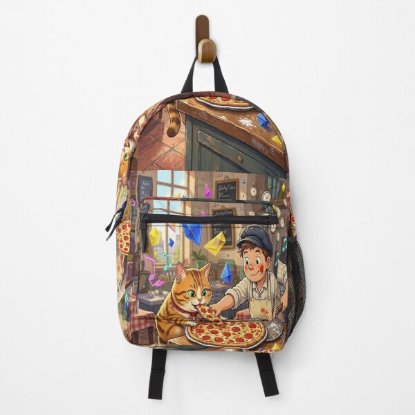 Item preview, Whimsical Pizza Party Cat and Chef Boy Illustration designed and sold by Breezes-of-Ida.