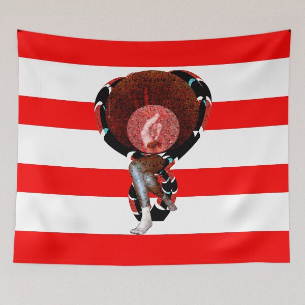 Item preview, Surreal Collage Pop Art - Red and White Stripe Cyberpunk Figure Print designed and sold by MAMA.art.Rio <Marsailhe_Milward>.