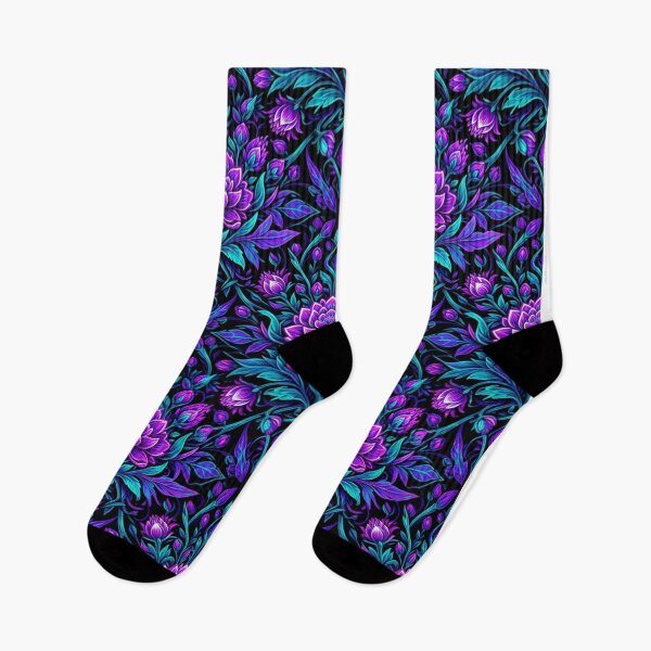 Item preview, Neon Purple Floral Damask Seamless Pattern designed and sold by Owcomm.