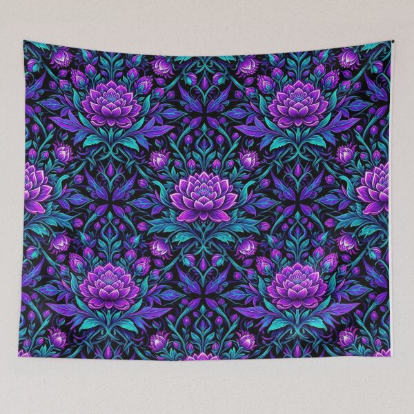 Item preview, Neon Purple Floral Damask Seamless Pattern designed and sold by Owcomm.