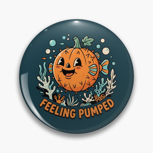 Item preview, "Feeling Pumped" Pumpkin Pufferfish − Halloween Cute Spooky Ocean Design designed and sold by Sea Gem.