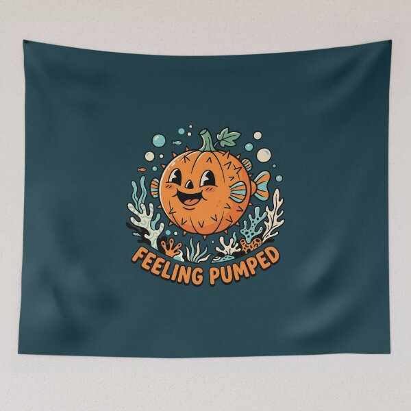 Item preview, "Feeling Pumped" Pumpkin Pufferfish − Halloween Cute Spooky Ocean Design designed and sold by Sea Gem.