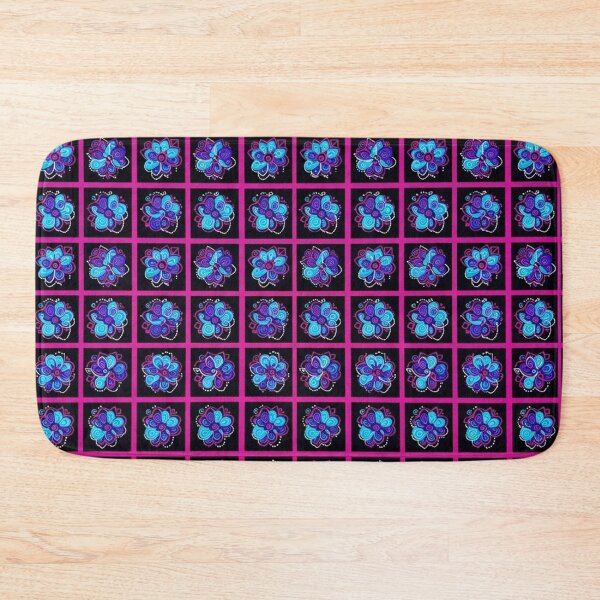 Item preview, Vibrant Blue Floral Grid Pattern Illustration designed and sold by Owcomm.