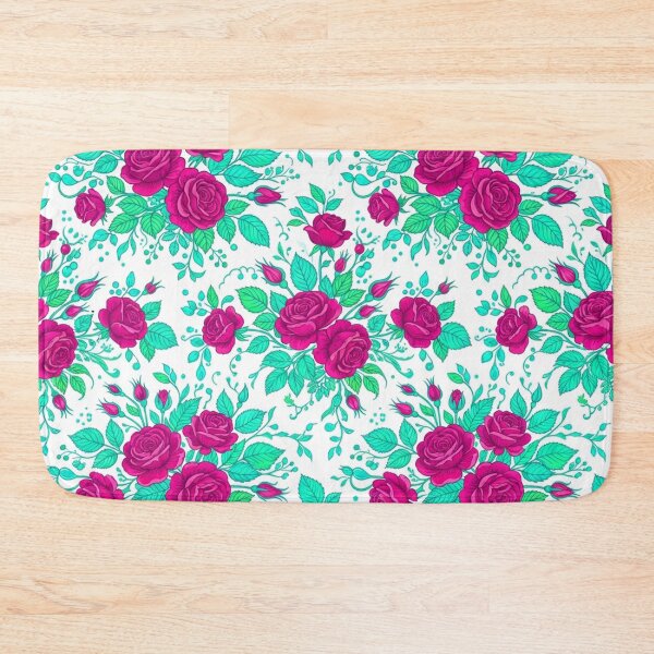 Item preview, Vibrant Pink Roses and Teal Leaves Pattern designed and sold by Owcomm.