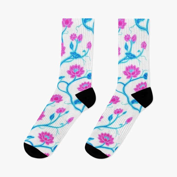 Item preview, Vibrant Pink Lotus Flowers On Blue Vines designed and sold by Owcomm.
