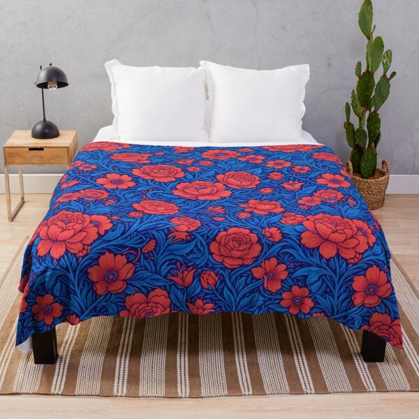 Item preview, Vibrant Red And Blue Floral Pattern designed and sold by Owcomm.