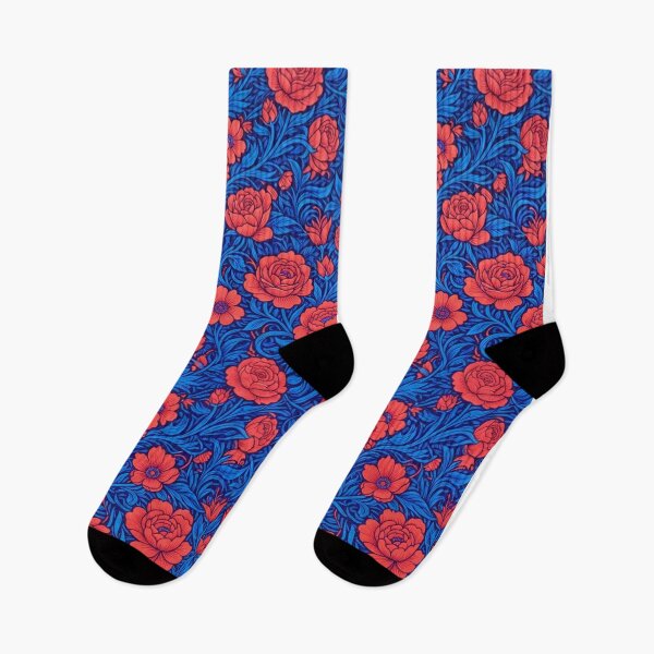 Item preview, Vibrant Red And Blue Floral Pattern designed and sold by Owcomm.