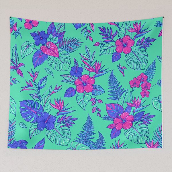 Item preview, Neon Tropical Floral Pattern Jungle Leaves designed and sold by Owcomm.