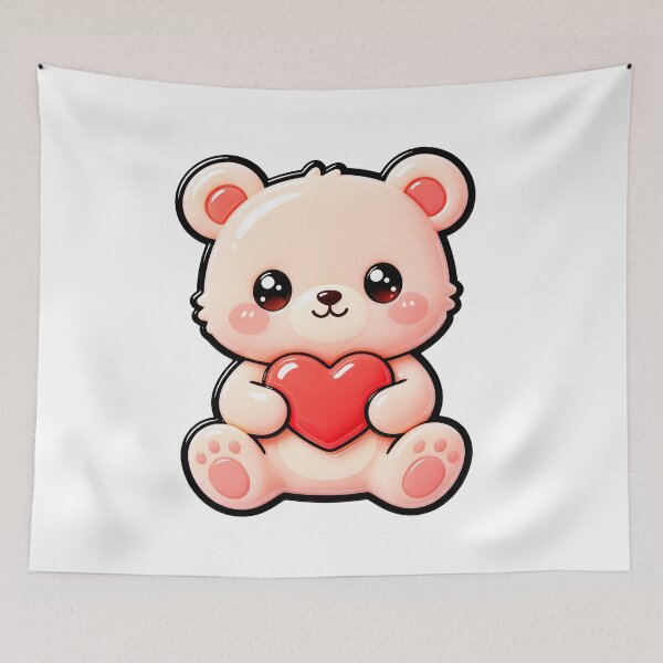 Item preview, Cute Bear Holding Heart - Kawaii Love Bear Sticker Art designed and sold by Raloel Art.
